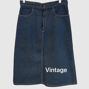 Vintage Blue Midi Pencil Skirt